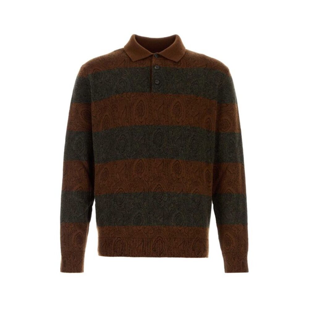 Etro Men Embroidered Wool Polo Shirt